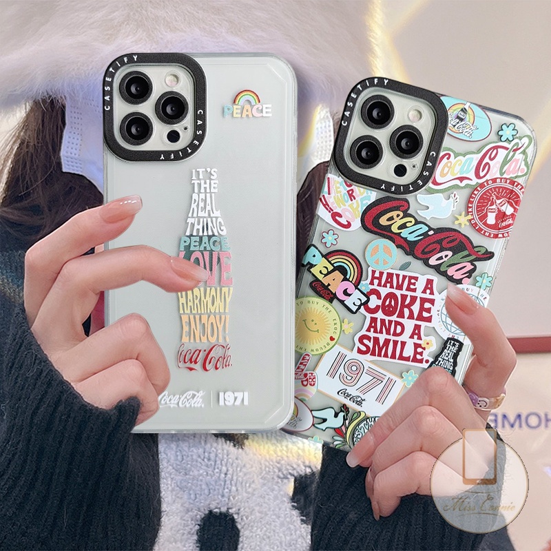 Soft Case Transparan Desain Coca Cola Untuk iPhone 11 12 13 Pro MAX XR 6 6s 7 8 Plus X XS MAX