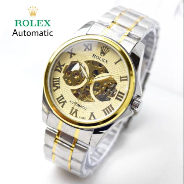 Jam Tangan Rolex Combi Black Automatic Pria Rantai Keren Elegan