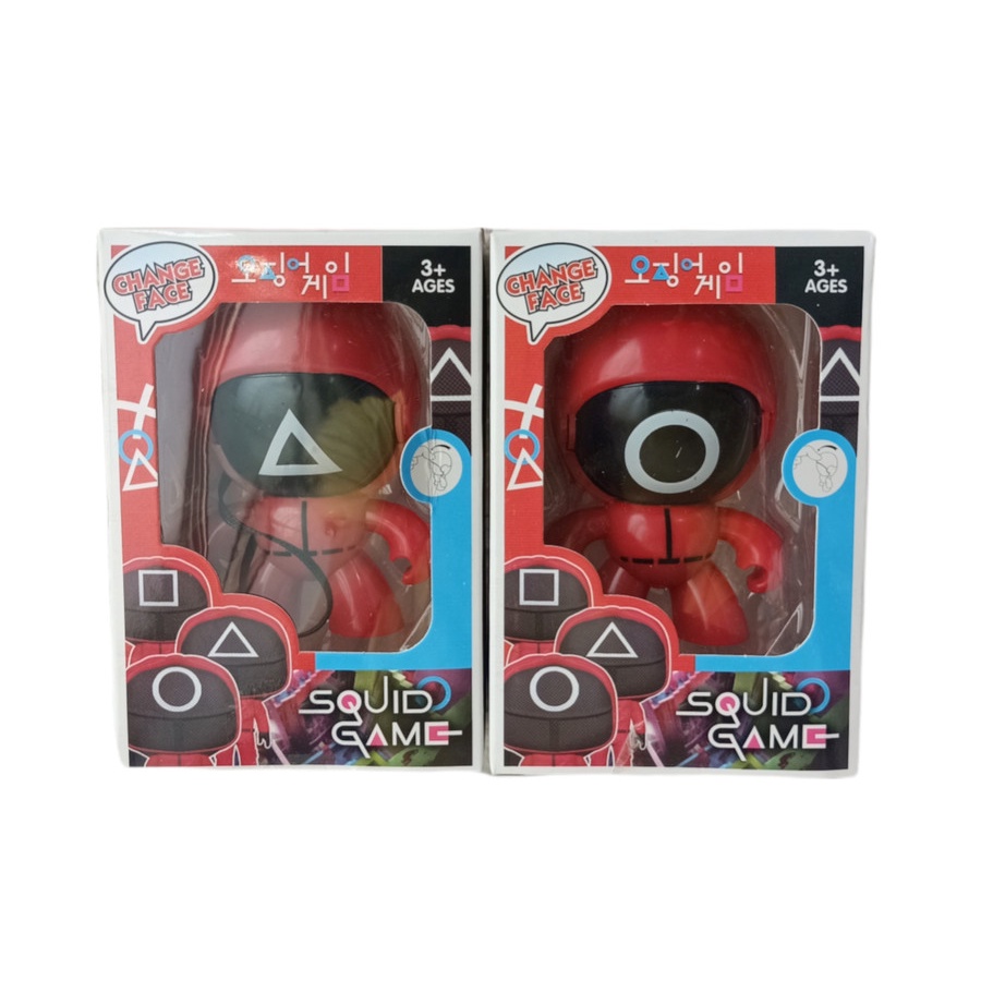 SOVENIR MURAH Gantungan Kunci Figure Karakter Boneka Prajurit Squid Game Viral Change Face SQUID GAME DUS-Ornamen Unik Gantungan Kunci Viral