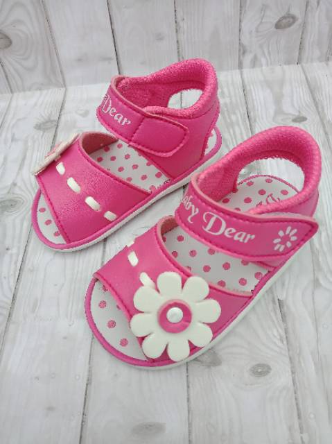 S02 Sendal Sepatu Anak Cewek Bunyi Cit Cit Usia 1 2 3 Tahun Murah Motif Bunga Lucu Perekat