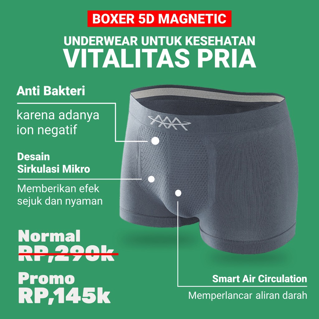 [COD] Ready  Boxer Pria Pakaian Dalam Laki Laki 5D MAGNETIC Original