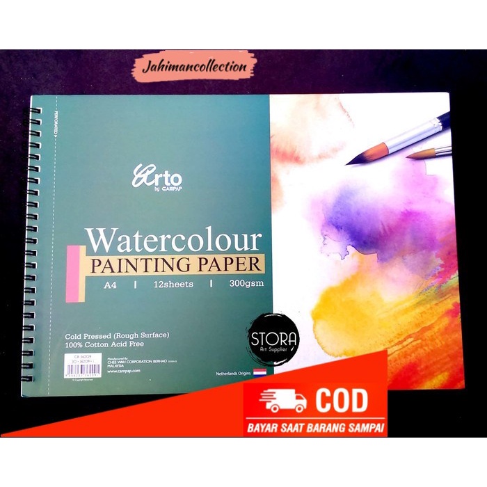 

✨ BISA COD ✨ Arto Watercolour Painting Paper Ring A4 300gsm Cotton Buku Gambar