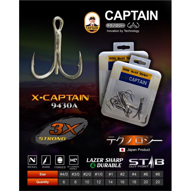KAIL TREBLE HOOK MURAH CAPTAIN 9430A