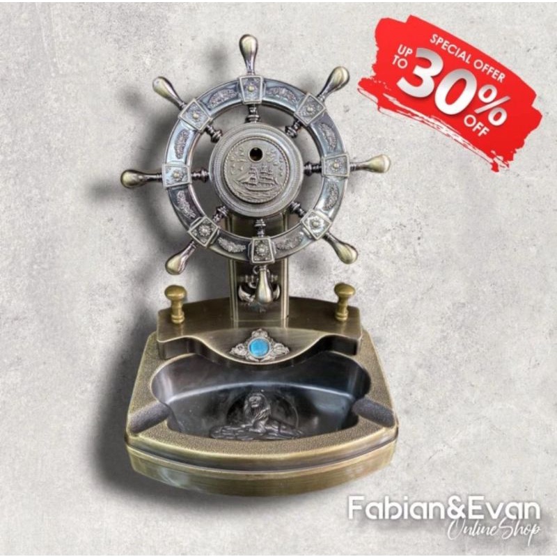 Asbak Rokok Unik Plus Korek Api Gas Setir Kapal Laut