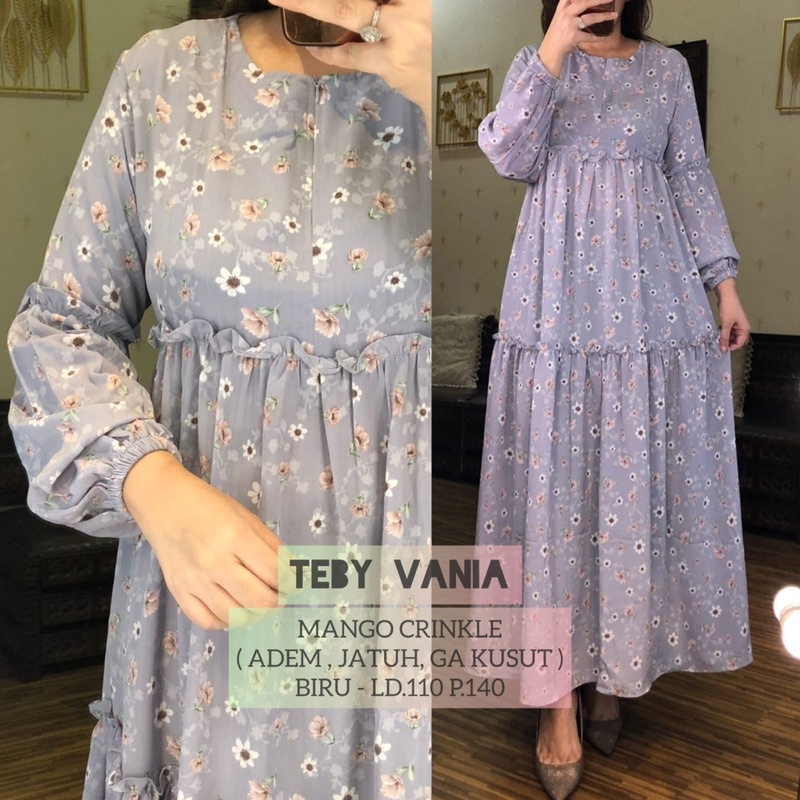 Daster Arab TEBY VANIA Maxi Dress Gamis Crinkle Premium