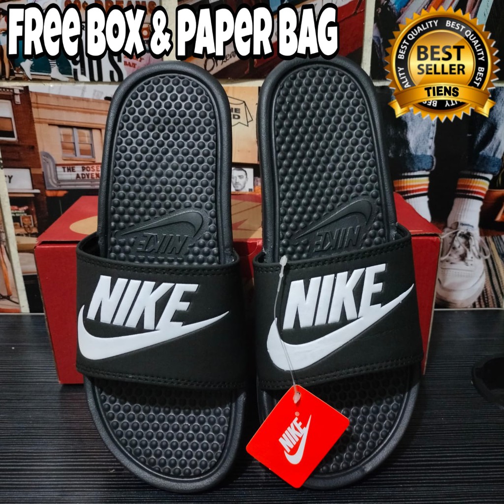 SANDAL NIKE BENASI SWOOSH PRIA WANITA SELOP TERMURAH SENDAL SLIDE FLIP FLOP NIKE HITAM MURAH SLOP