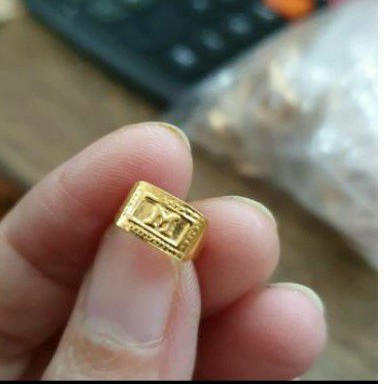 Cincin bayi huruf T N S E M I inisial 700 70% emas asli 0,5 gram 0,5gr kado lahiran