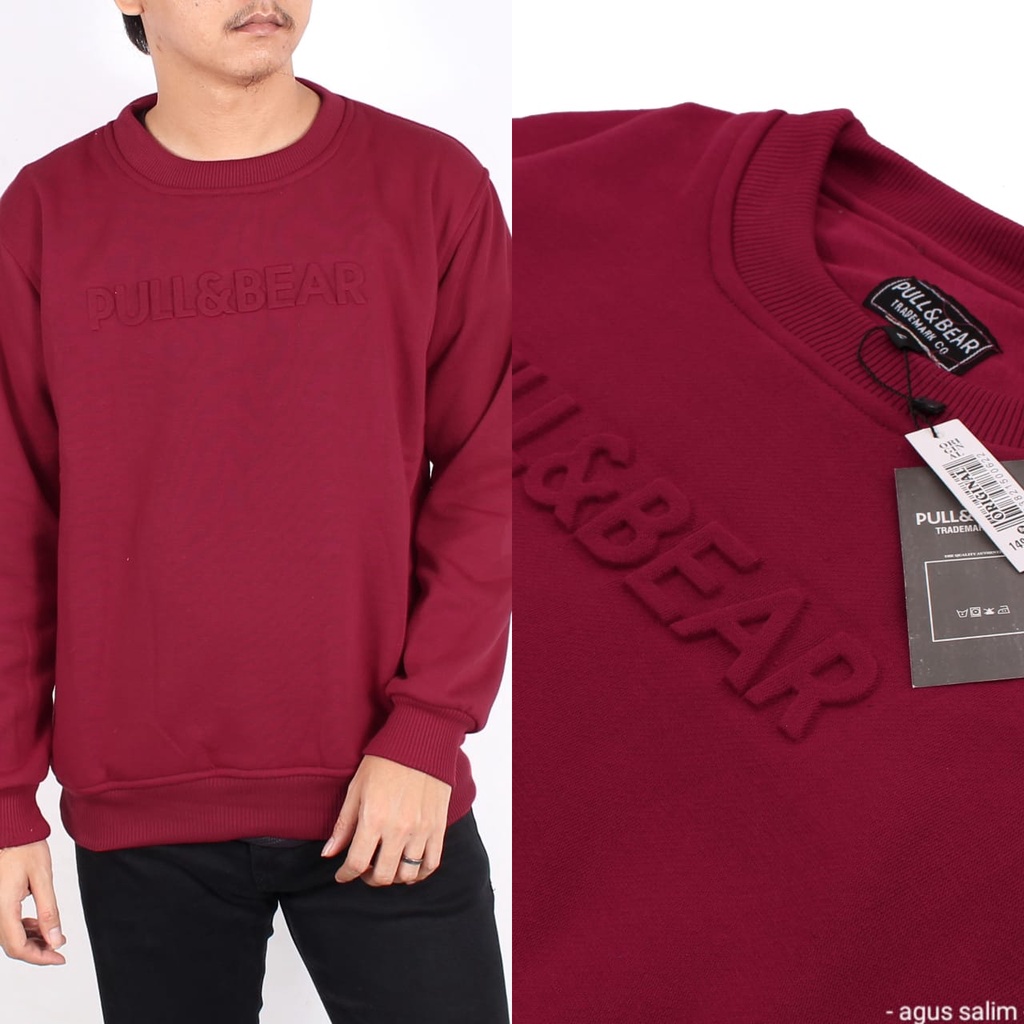 Sweater Pull and Bear Emboss Timbul 3d | Crewneck pull n bear emboss | jaket pull and bear emboss