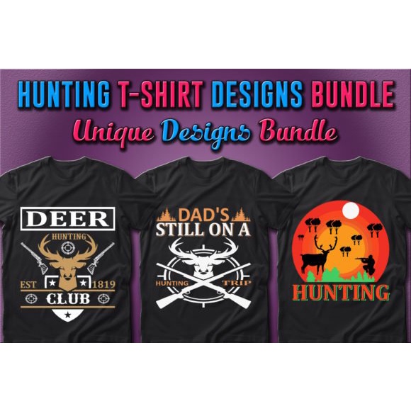 100 Hunting T-Shirt Designs Bundle - Vector Designs