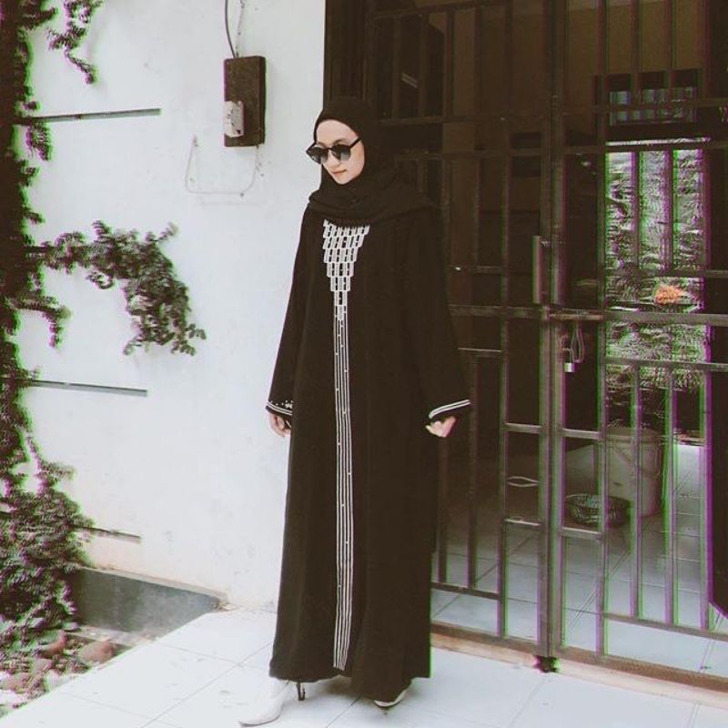 New Abaya Gamis couple ibu dan anak Maxi Dress Arab Saudi Bordir piramid Turki Umroh Dubai Turkey India Wanita Hitam