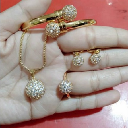 Set Perhiasan Xuping Bola Mata Dewasa Emas Xuping Jewelery 4in1 Kalung+Cincin+Gelang+Anting dewasa