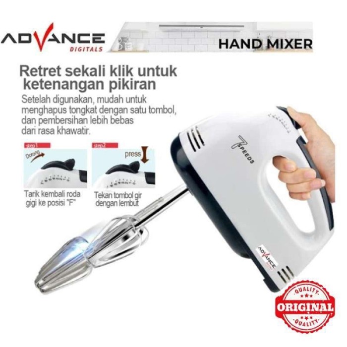 Advance MX-133 Hand Mixer 7 Speed 100 Watt Mixer Tangan MX133