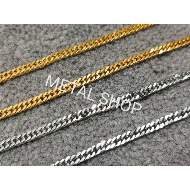 Kalung Titanium Pria Wanita Model Rantai Padat Anti Karat