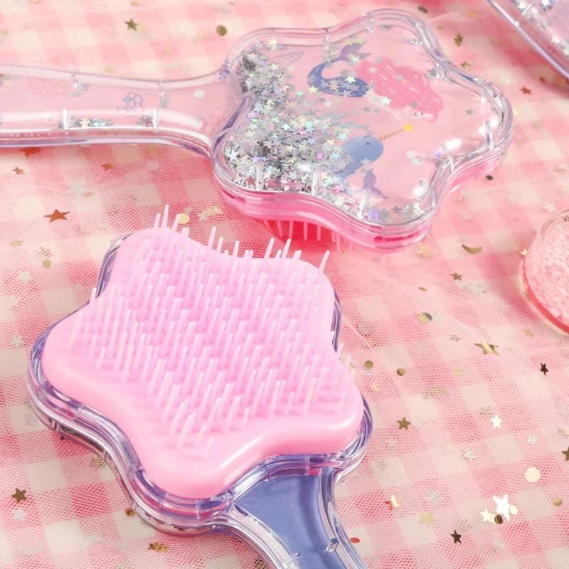 SISIR ANAK PEREMPUAN BENTUK BINTANG GLITTER DETANGLING HAIR BRUSH