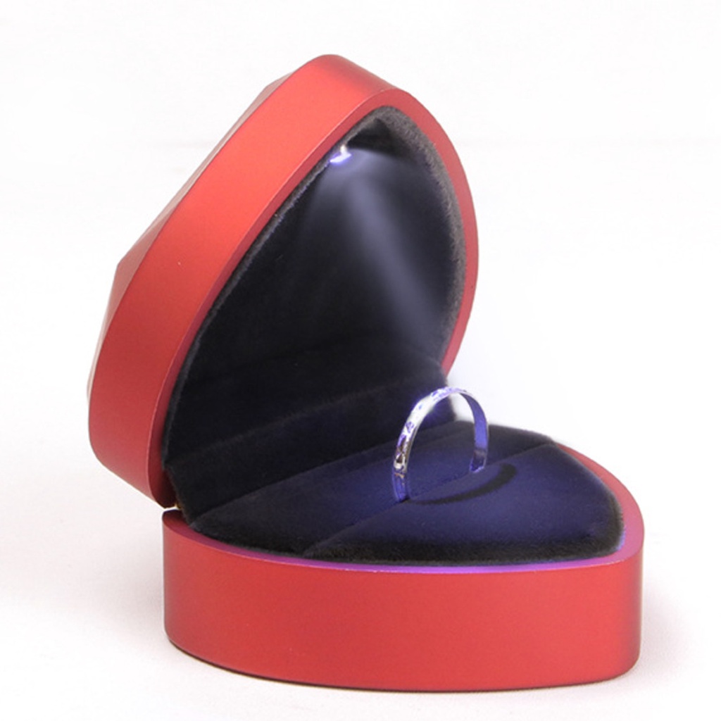 ★LED★Kotak Cincin Hati Love Kotak Perhiasan Wedding Cincin/Finger Ring Box