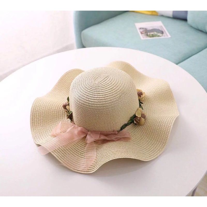Topi pantai anak flowly summerhat kids import-2