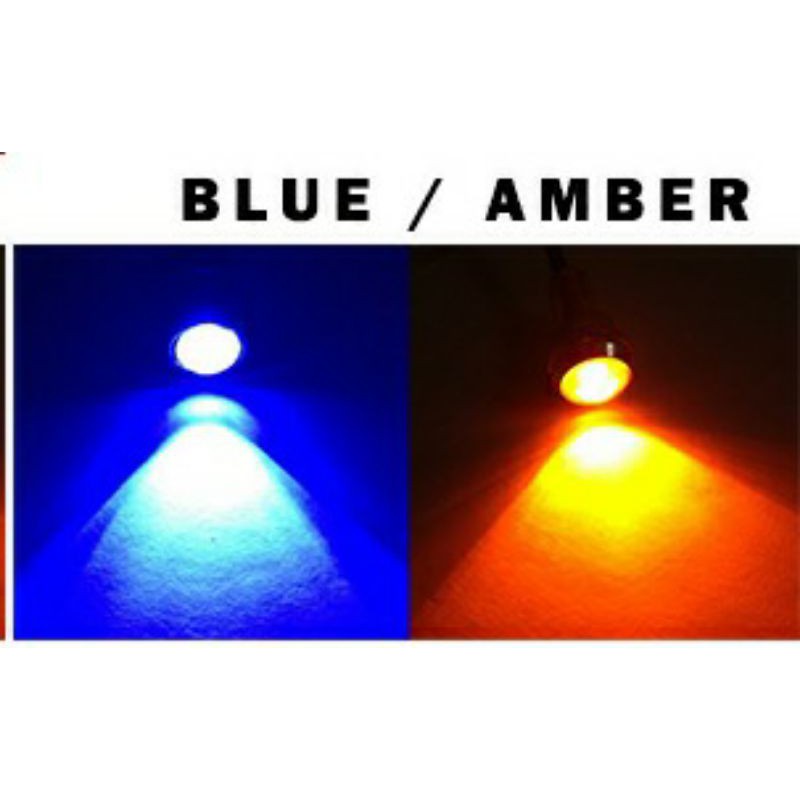 Lampu LED Mata Elang baut 2 warna, 2in1 Eagle Eyes Sein Senja rem Mobil Motor DC 3 kabel-Biru - Kuning