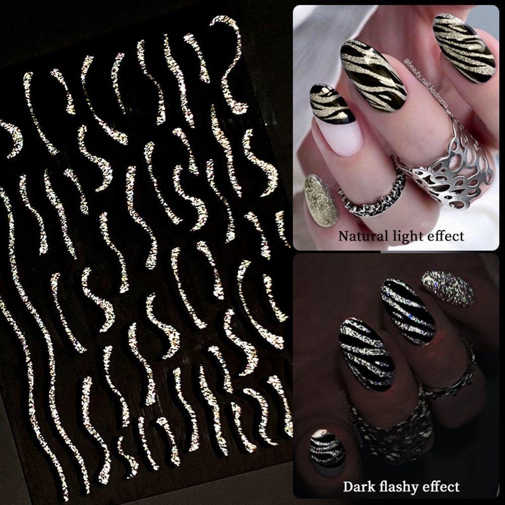 Solighter 1PC Glitter Stiker Kuku Wanita Alat Manicure DIY Perekat Diri