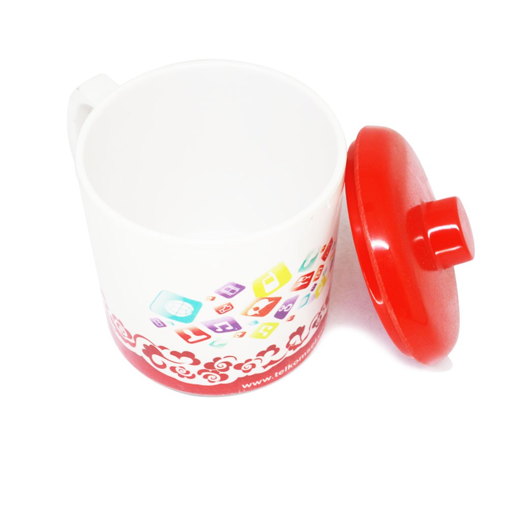 Mug Gelas Melamin 10 cm + Tutup