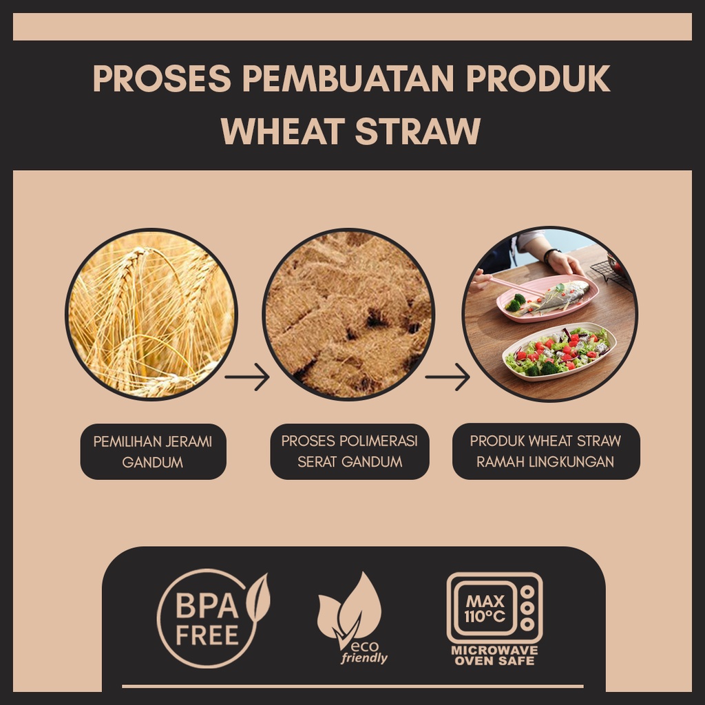 PIRING MAKAN OVAL | PIRING LAUK PAUK WHEAT STRAW | PIRING SAJI OVAL WHEAT STRAW TAHAN PANAS