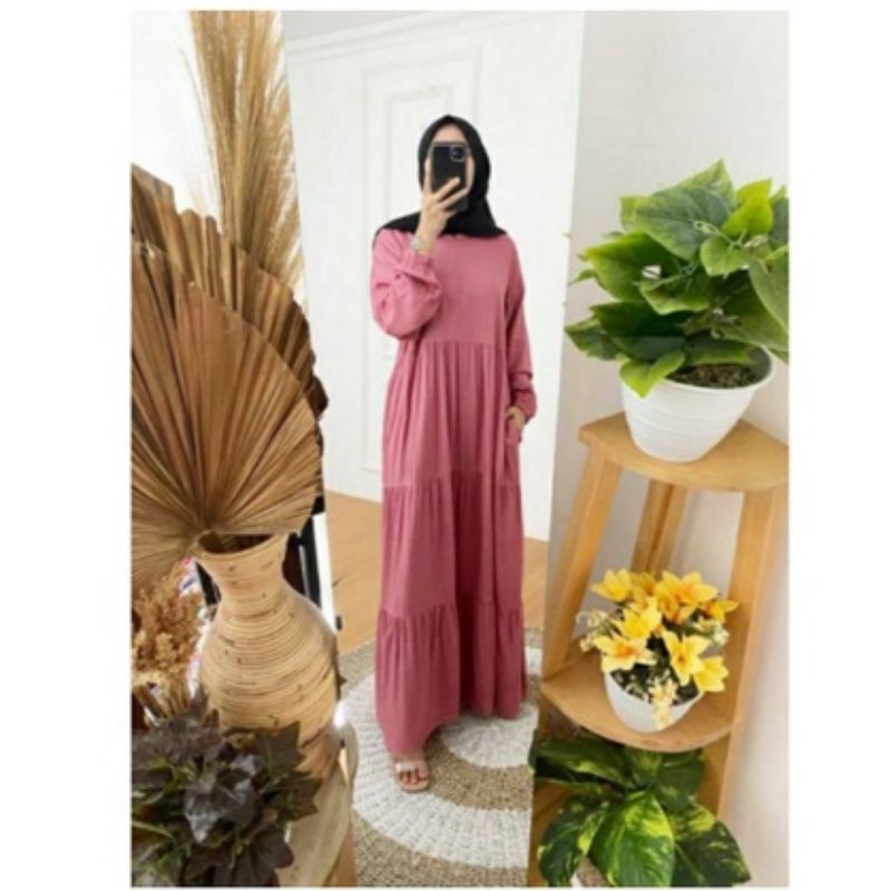 Gamis Jumbo / Dress Muslim wanita / Maxy dress muslim / Gamis Wanita busui friendly-Dress polos dusty
