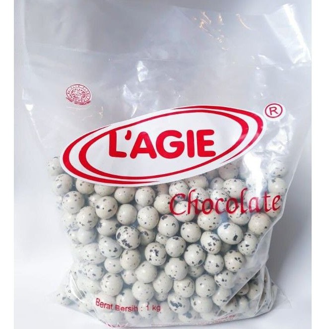 ( 1kg ) Coklat L'agie planet isi kacang tanah berbalut permen bentuk telur puyuh coklat telur puyuh