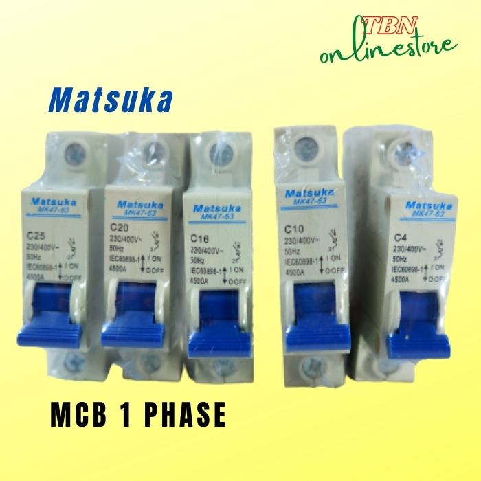 MCB 1 PHASE 1P 2 / 6 / 10 / 16 / 25 / 32 / 40 A AMPERE KELISTRIKAN ASLI ORI SNI