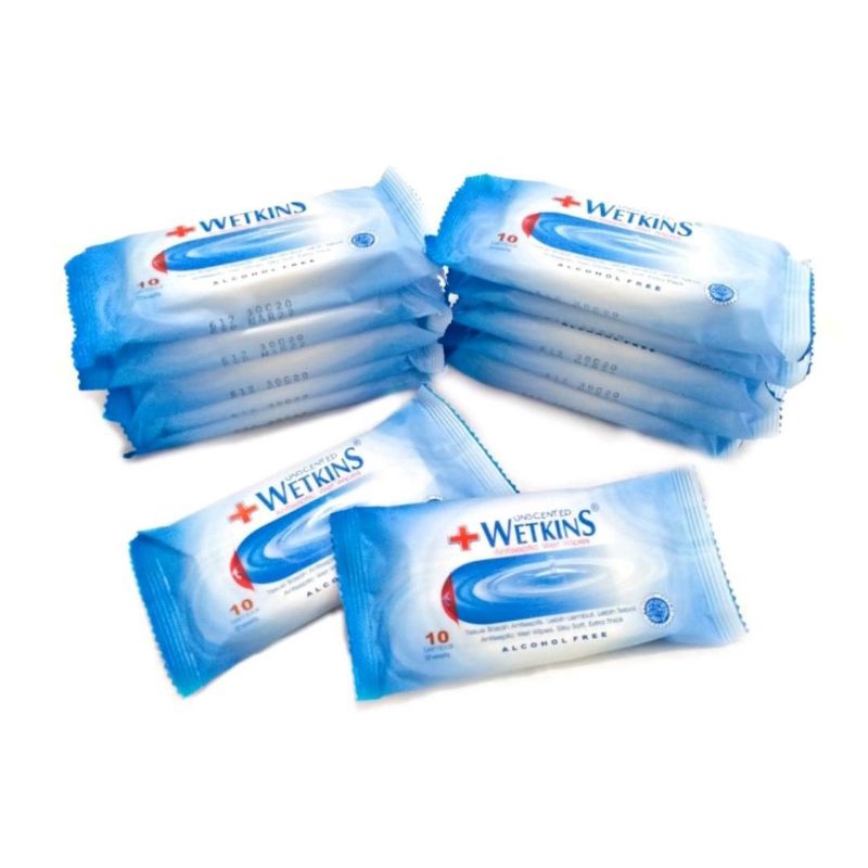 (PAKET HEMAT ISI 12) Tissue Basah Wetkins Antiseptic 10'S Tisu Basah Bayi Tisu Basah Antiseptic