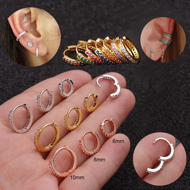 1piece copper Small Hoop Earrings for Auricle Pinna Conch Rook Tragus Lobe Helix Ear Piercing 6-10mm