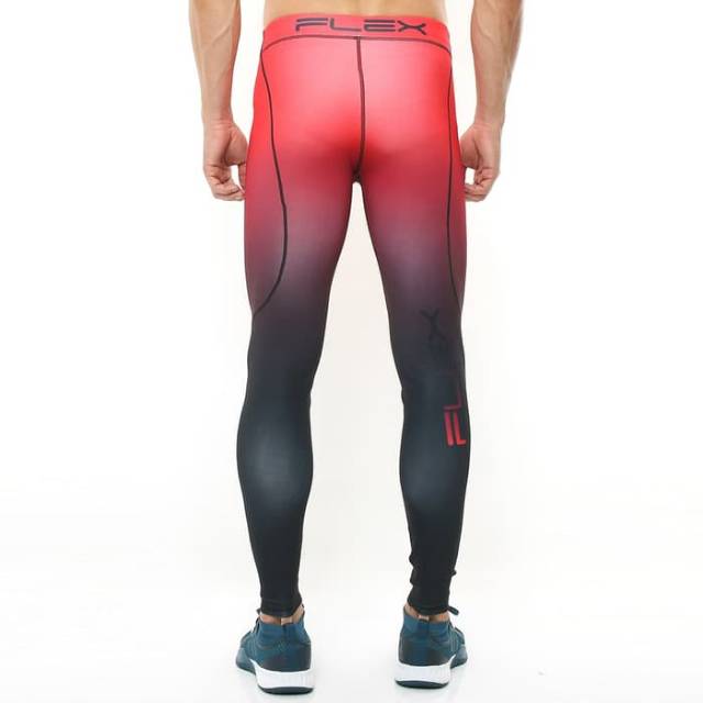 FHS-004HM Celana legging sport fitness bodyfit FLEX hitam merah