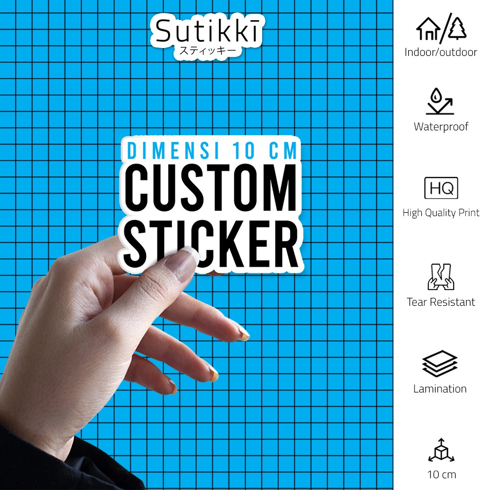 Custom Produksi Cetak Print Sticker Vinyl Die Cut 10 cm Doff Glossy Stiker (Minimal Order 10 pcs)