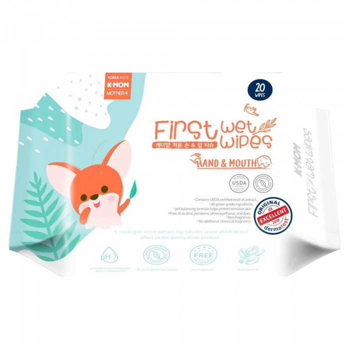 K-MOM First Wet Wipes 20s HAND &amp; MOUTH