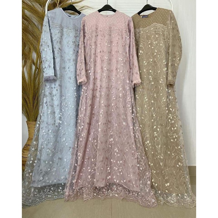 DEWI FORTUNA Baju Pesta Velvet Lapis tile bordir / Gaun Kondangan / Lamaran / Bridesmaids / bumil / tersedia ukuran kecil hingga jumbo