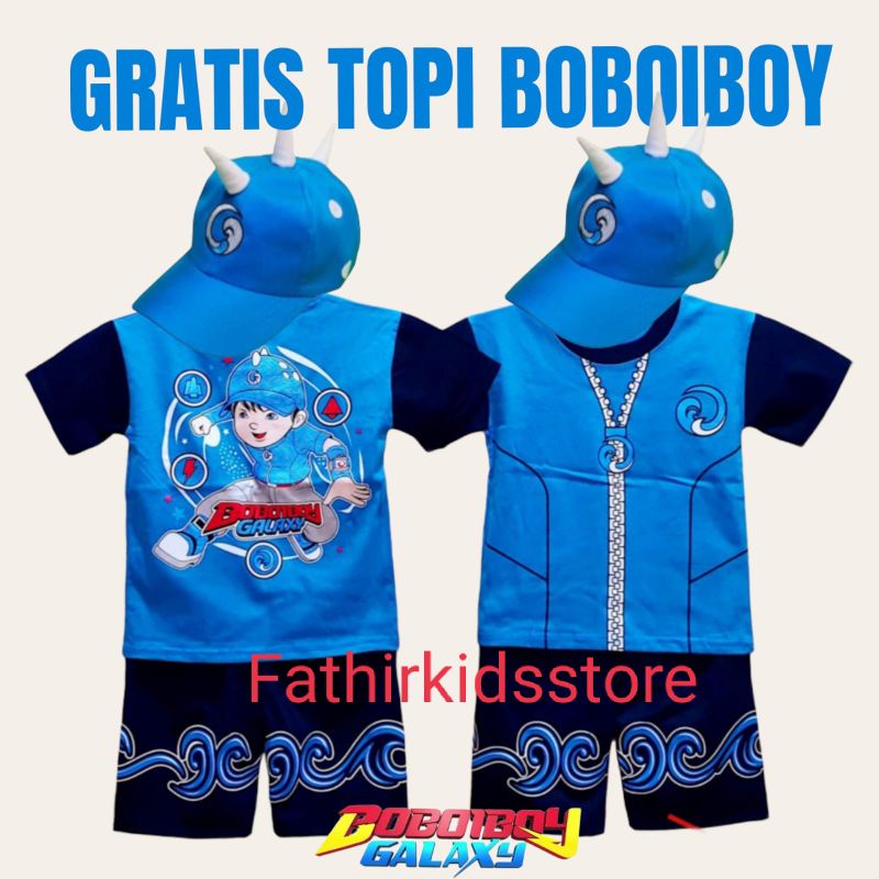 SETELAN KOSTUM ANAK KARAKTER BOBOI AIR DAPAT TOPI