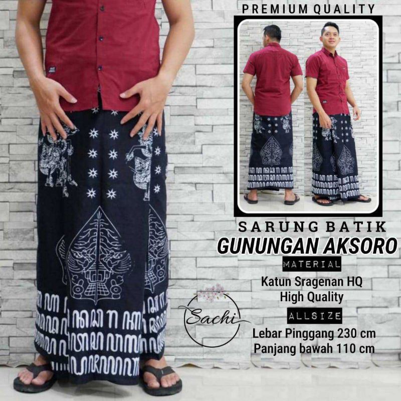 Sarung Batik Gunungan Aksara Jawa Hanacaraka
