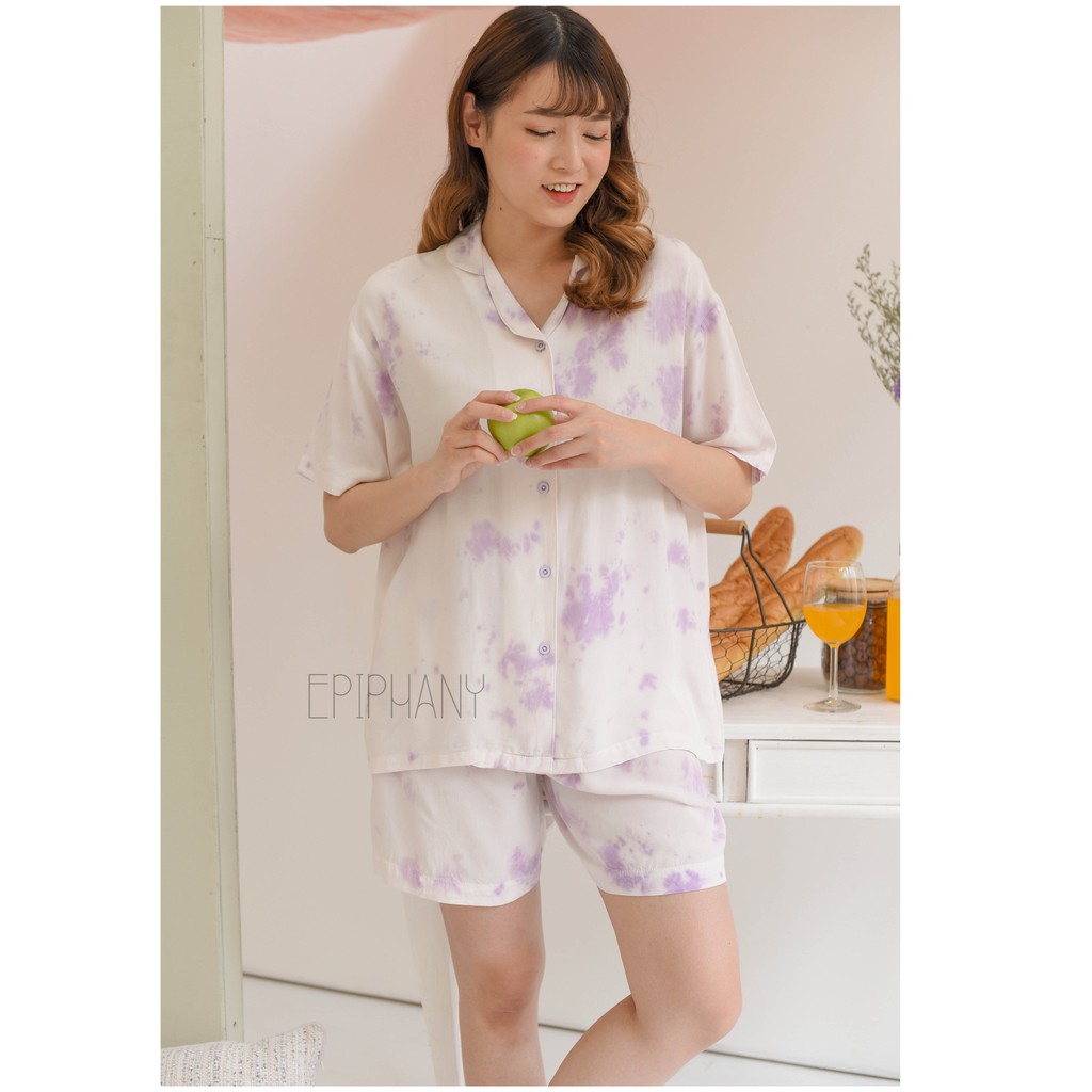 Borahae Short Short -Tie Dye Jumputan Lilac Lavender Ungu Baju Tidur Wear Epiphany