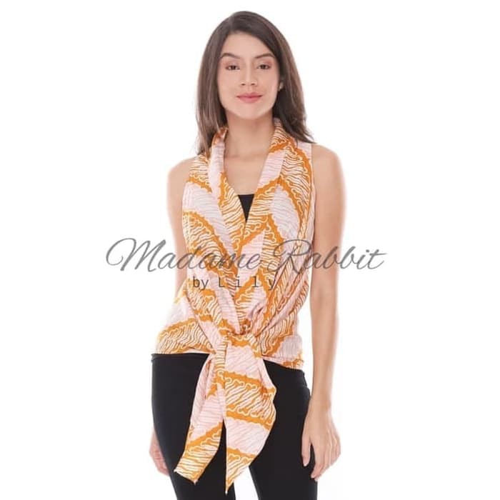 MADAME RABBIT - Cardigan Batik Wanita - Kuning Orange-3