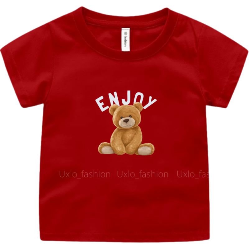 KAOS ANAK PEREMPUAN DAN LAKI LAKI BAHANN COTTON COMBED 30S UMUR 1 SAMPAI 9 TAHUN LENGAN PENDEK MOTIF TEDDY BEAR KARTUN UXLO FASHION