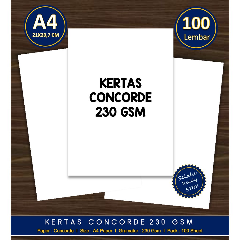 

Kertas Concorde A4 230 Gsm 1 Pak isi 100 Lembar