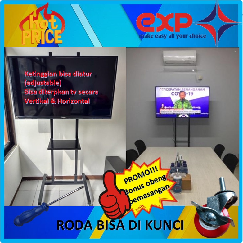 Garansi cocok!!! Bracket TV Standing 32&quot; s/d 65&quot; PHILIPS pakai RODA KOKOH 100% BESI MURNI