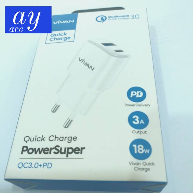 Charger Vivan QC 3.0 Quick Charge 3A 18 Watt. GARANSI