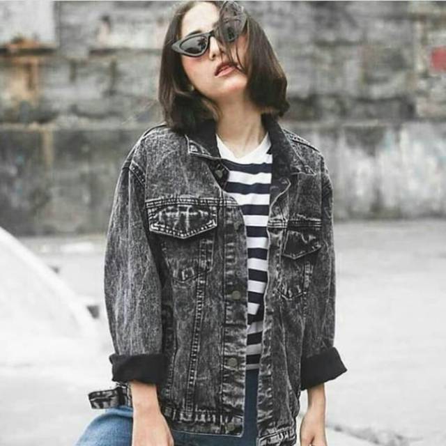 Jaket Jeans Jumbo SnowBlack Oversize Premium Quality