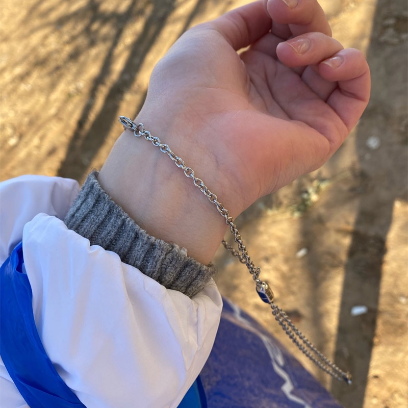 1 Pasang Gelang Magnet Adjustable Bentuk O Bahan Stainless Steel Untuk Pasangan