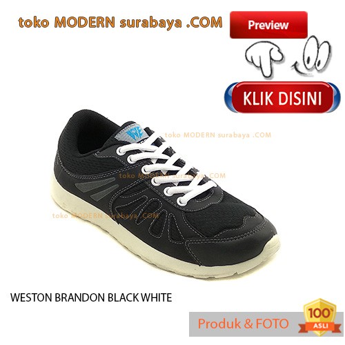 WESTON BRANDON BLACK WHITE sepatu sekolah casual sneakers