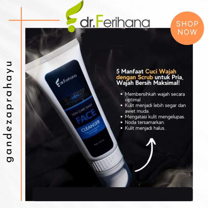 drFerihana Face wash for men Sabun Pencerah wajah pria Mencerahkan dan Melembabkan kulit wajah Anti 