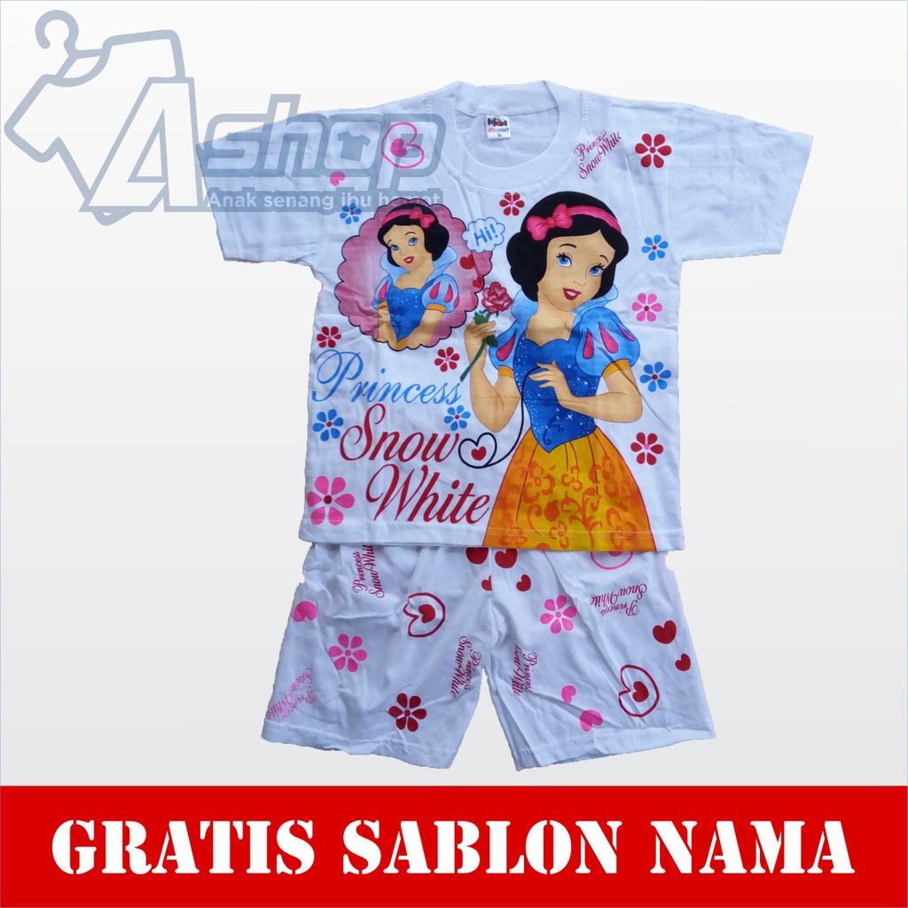 Baju Anak Setelan Snow White Kaos Anak Laki-Laki Perempuan Murah Gratis Custom Nama