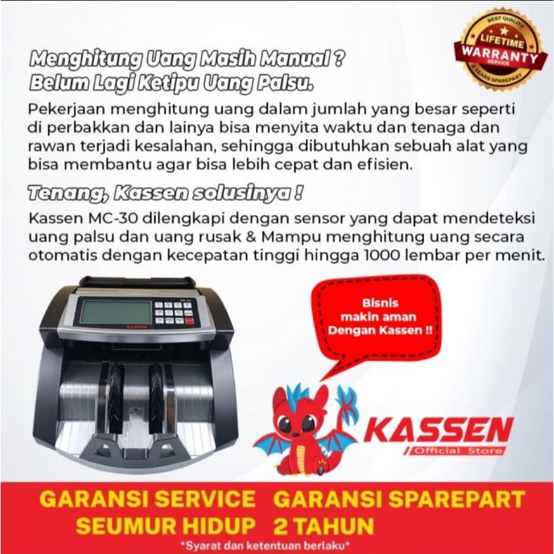 Mesin Penghitung Uang Kassen MC-30 (Garansi Resmi)