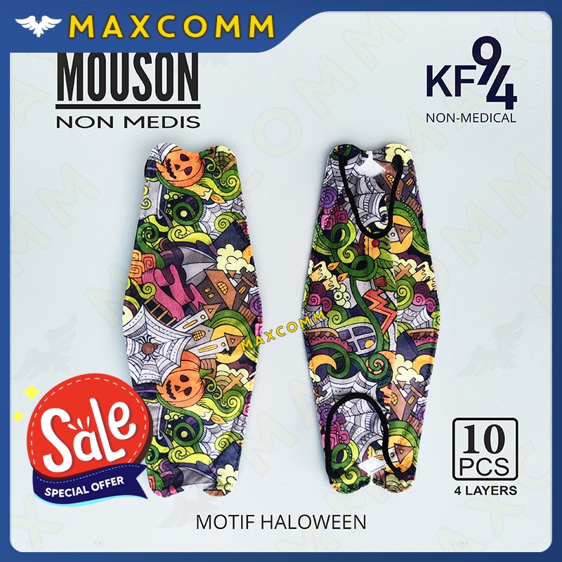 Masker Mouson KF94 Motif Halloween isi 10 5 ply Masker Non Medis Sekali Pakai