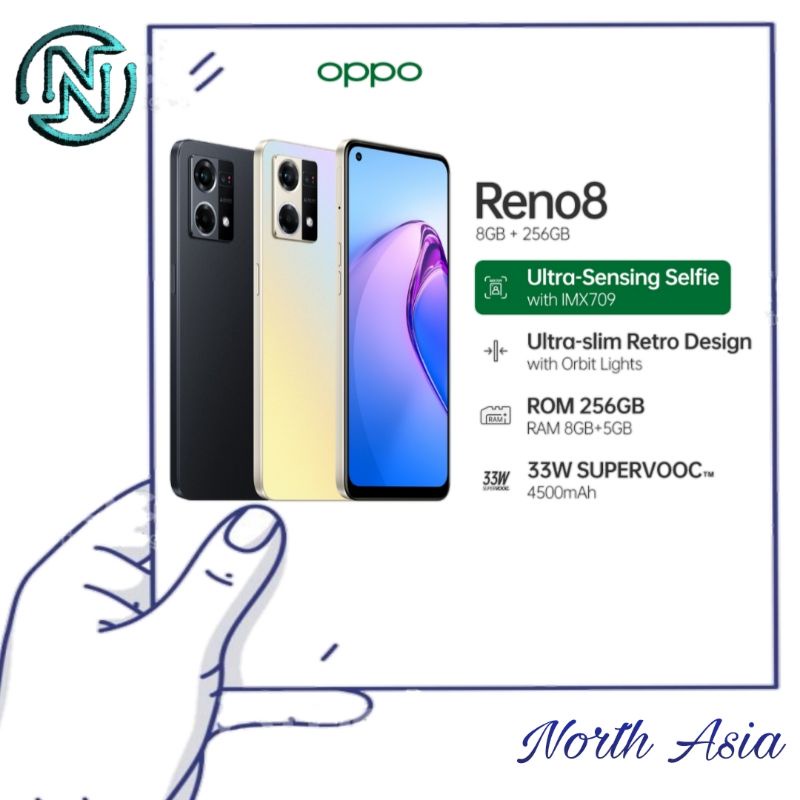 Oppo Reno 8 4G 8/256 GB Garansi Resmi