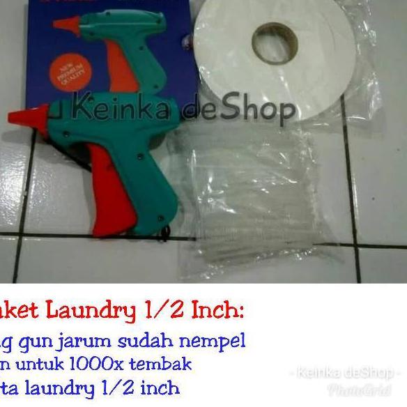 

♟ Paket laundry binatu Alat tembak tag gun isinya arrow pin Pita label penanda cucian laundry 1/2 in